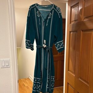 Teal Embroidered Women's Dress